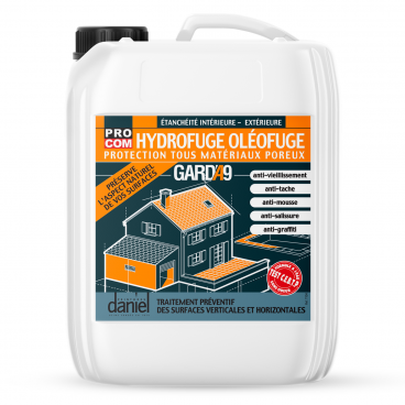 Imperméabilisant hydrofuge oléofuge anti tâches GARDA9 - Terrasse, sol, mur, façade, toiture, PROCOM