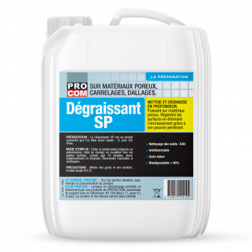 Dégraissant nettoyant, décapant graisse, sol béton, carrelage, faïence - Dégraissant SP PROCOM