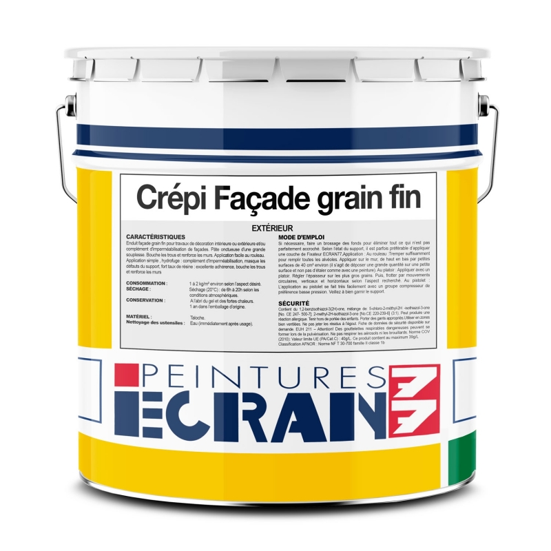 Enduit façade, crepi grains fins, application rouleau, 25 kg ECRAN