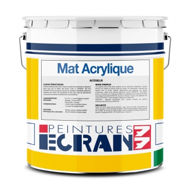 Peinture professionnelle mat, murs et plafonds, intérieur, résine acrylique - Mat Acrylique ECRAN 77