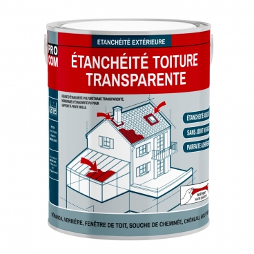 Étanchéité transparente polyuréthane - Résine d'étanchéité transparente toiture, véranda, verrière, serre PROCOM