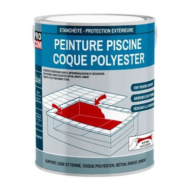 Peinture piscine coque polyester, béton, peinture piscine polyuréthane étanche et souple, haut de gamme PROCOM