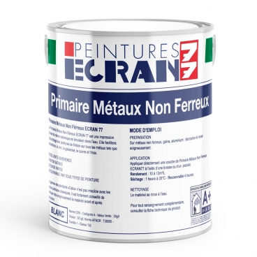 Primaire métaux non ferreux, peinture sous-couche aluminium, zinc, cuivre, métaux galvanisés, intérieur, extérieur ECRAN 77