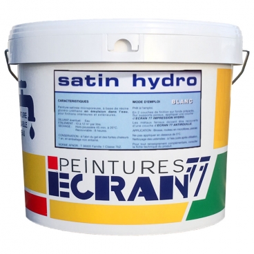 Peinture professionnelle alkyde, satin, pour murs et plafonds, blanc, SATIN HYDRO - ECRAN 77